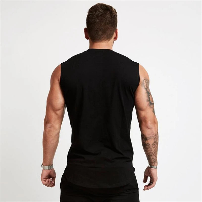 Gym Fitness Sport Clothing Summer Cool Cotton Breathable Vests Mens Bodybuilding Muscle Tank Tops Workout Sleeveless T-Shirts