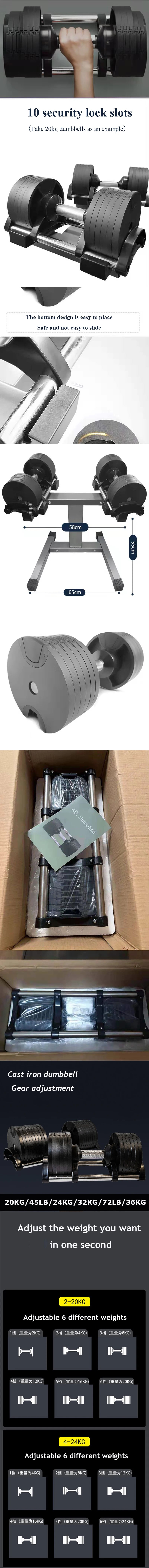 36KG Dumbbell Set With Stand Adjustable Weightlifting Fitness Dumbbells Door To Door