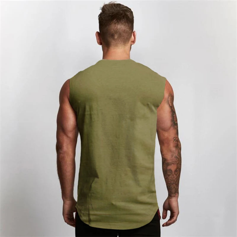 Gym Fitness Sport Clothing Summer Cool Cotton Breathable Vests Mens Bodybuilding Muscle Tank Tops Workout Sleeveless T-Shirts