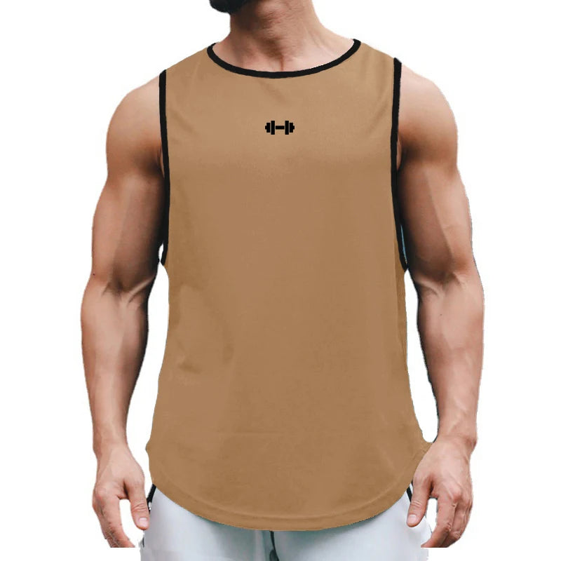 Summer Gym Tank Top Mens Fitness Training Clothing Quick Dry Loose Fit Bodybuilding Sleeveless Shirts Fashion Basketball Vest