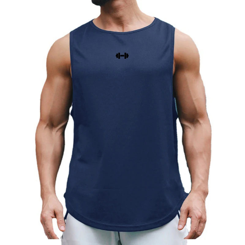 Summer Gym Tank Top Mens Fitness Training Clothing Quick Dry Loose Fit Bodybuilding Sleeveless Shirts Fashion Basketball Vest