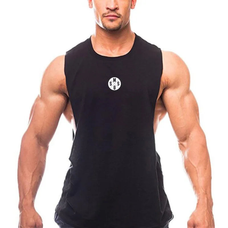 Muscleguys Mens Gym Clothing Workout Tank Tops Fitness Bodybuilding Low Cut Armholes Vest Muscle Singlets Activewear Tanktop