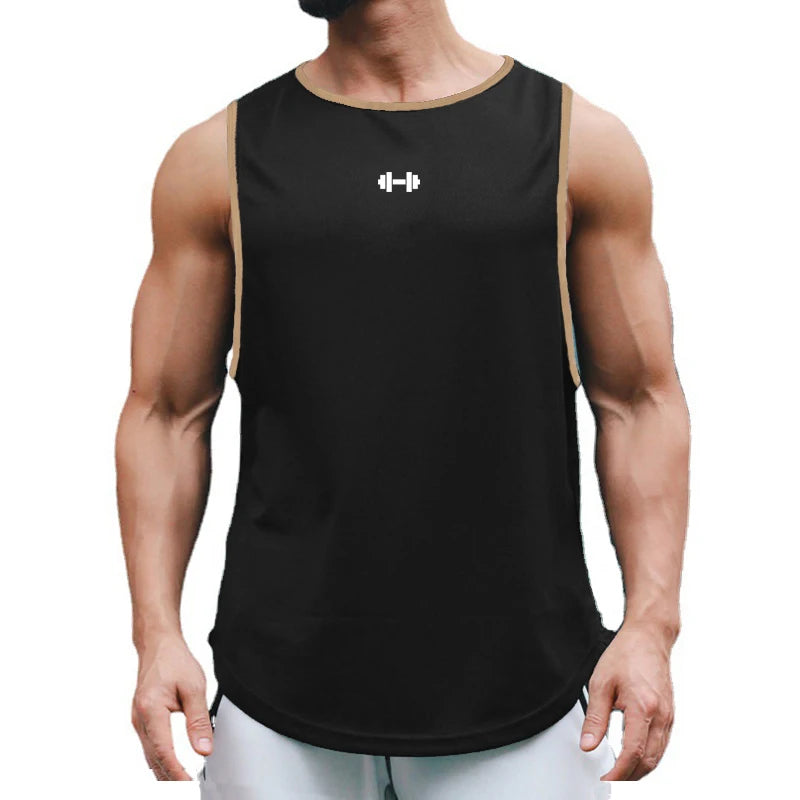 Summer Gym Tank Top Mens Fitness Training Clothing Quick Dry Loose Fit Bodybuilding Sleeveless Shirts Fashion Basketball Vest