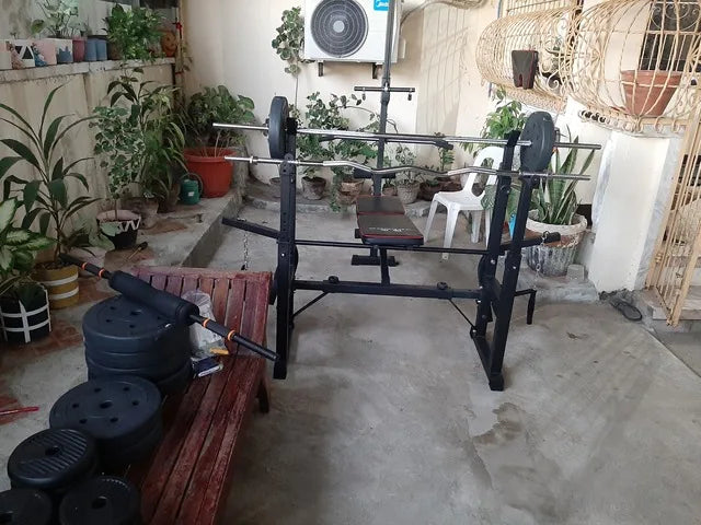 Multi-Function Barbell Weight Lifting Power Rack Adjustable Bench Gym Fitness Equipment Strength Dumbbell Bench