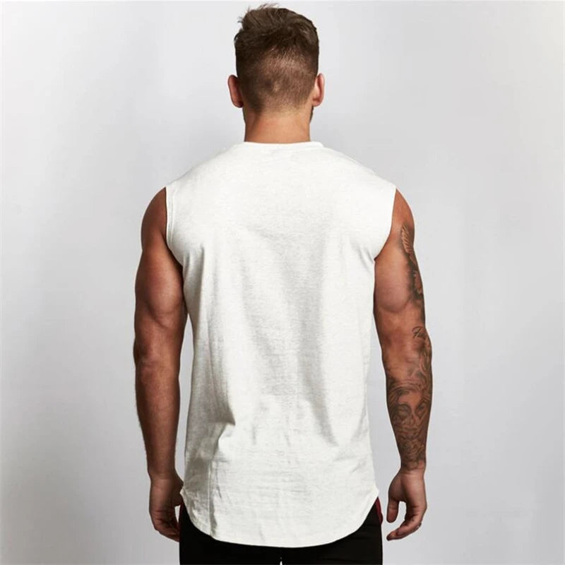 Gym Fitness Sport Clothing Summer Cool Cotton Breathable Vests Mens Bodybuilding Muscle Tank Tops Workout Sleeveless T-Shirts