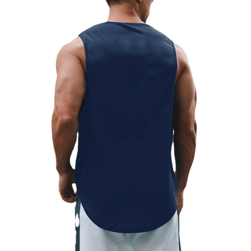 Summer Gym Tank Top Mens Fitness Training Clothing Quick Dry Loose Fit Bodybuilding Sleeveless Shirts Fashion Basketball Vest