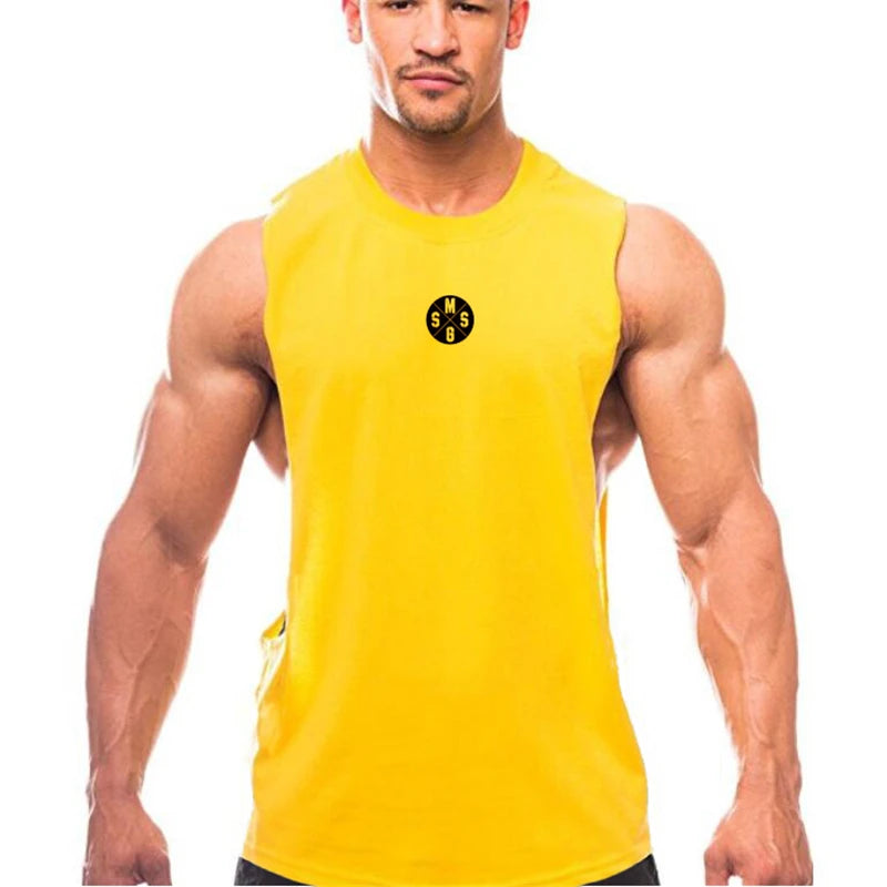 Muscleguys Mens Gym Clothing Workout Tank Tops Fitness Bodybuilding Low Cut Armholes Vest Muscle Singlets Activewear Tanktop