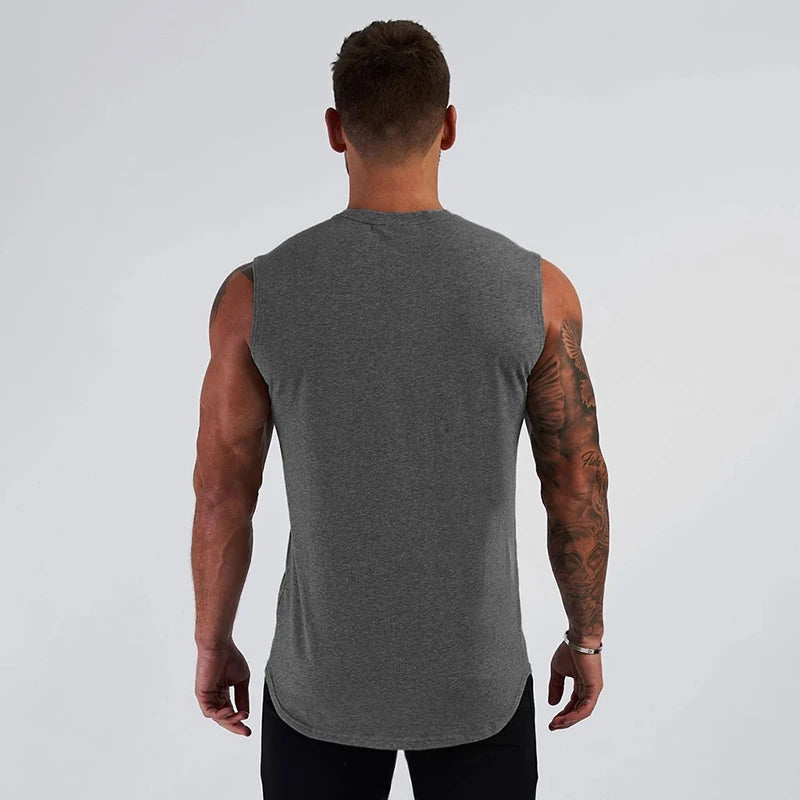 Gym Fitness Sport Clothing Summer Cool Cotton Breathable Vests Mens Bodybuilding Muscle Tank Tops Workout Sleeveless T-Shirts