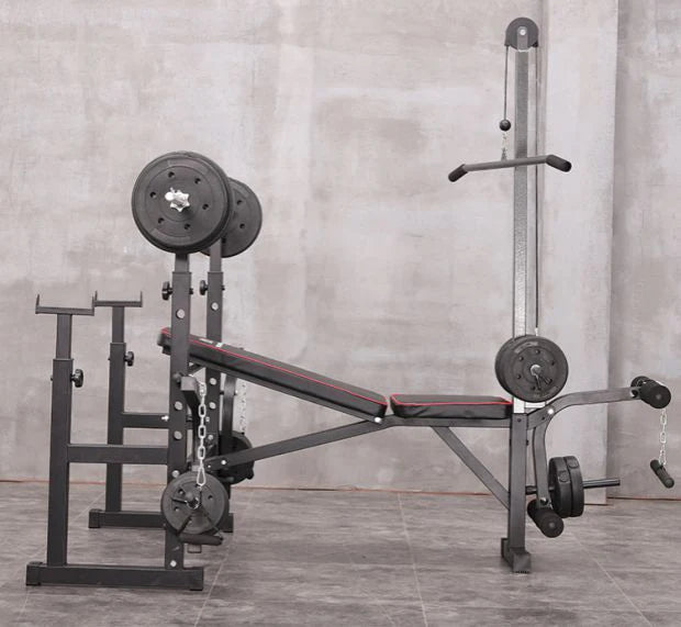 Multi-Function Barbell Weight Lifting Power Rack Adjustable Bench Gym Fitness Equipment Strength Dumbbell Bench