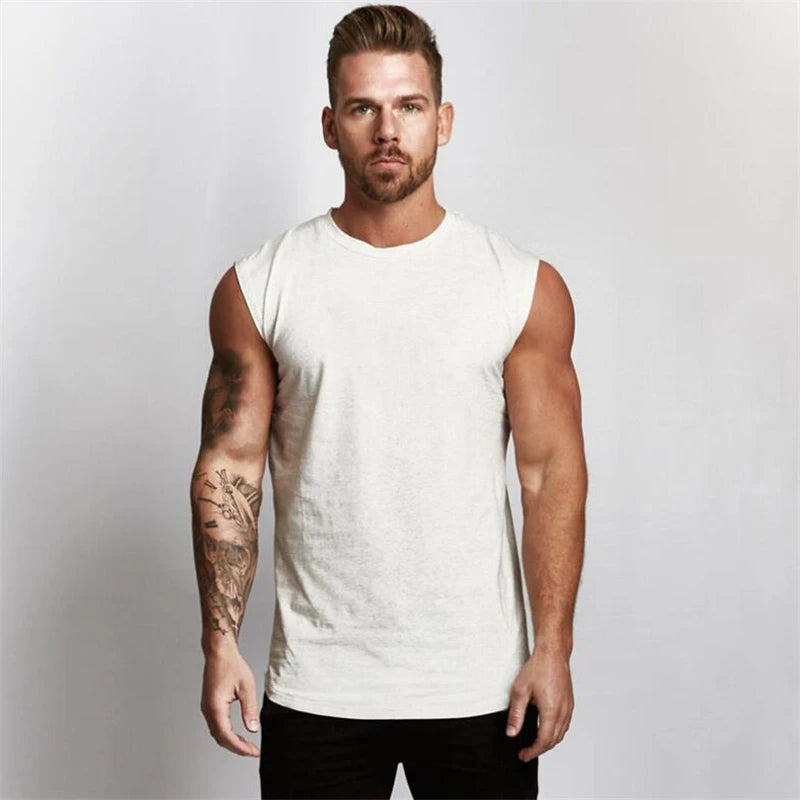 Gym Fitness Sport Clothing Summer Cool Cotton Breathable Vests Mens Bodybuilding Muscle Tank Tops Workout Sleeveless T-Shirts