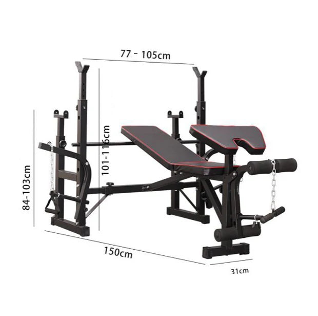 Multi-Function Barbell Weight Lifting Power Rack Adjustable Bench Gym Fitness Equipment Strength Dumbbell Bench