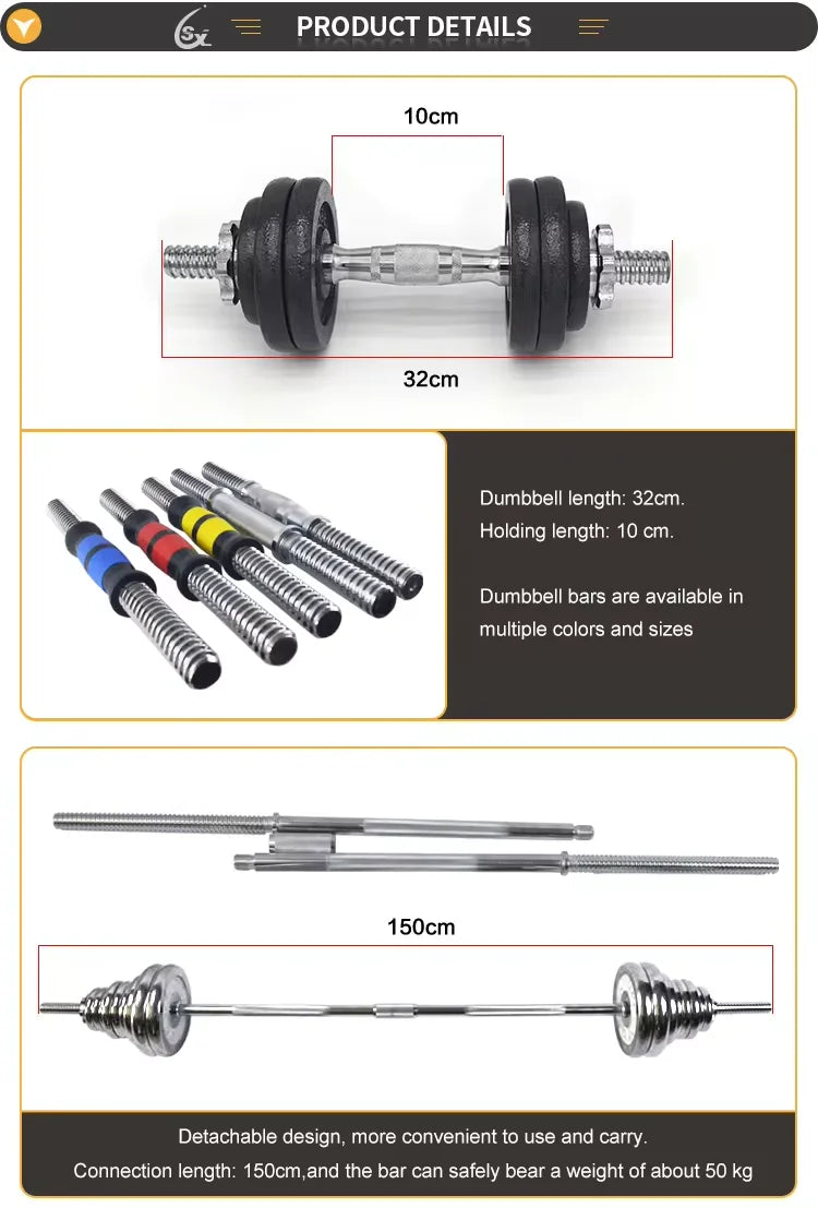 10kg-30kg Gym Home Weightlifting Dumbbells with Box Painted Black Painted Cast Iron Dumbbells Can Be Connected To A Barbell Set.